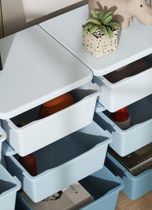 29.5" 3 Tier Kids Storage Unit Dresser Tower w/ 9 Drawers, Blue
