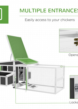 Wooden Chicken Coop with Nesting Box, Pull Out Tray, Run, Perches, Ramp, Windows for 6 Chickens, Dark Gray