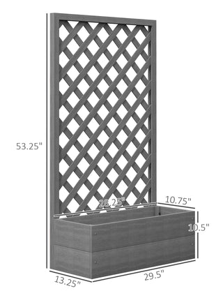 Trellis Planter Box for Climbing Plants, Raised Garden Bed w/ Trellis Lattice for Outdoor Garden, Deck, Backyard, Gray