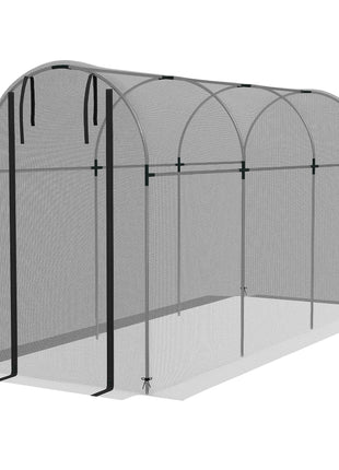 Galvanized Steel Crop Cage, Plant Protection Tent with Zippered Door, 4' x 12', Black