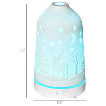 100ml Ultrasonic Aromatherapy Diffuser, Essential Oils Humidifier with Ceramic Cover, 7 Colors LED Lights, Timer, White