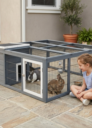 Rabbit Hutch, Waterproof Rabbit House for Small Animals, Gray