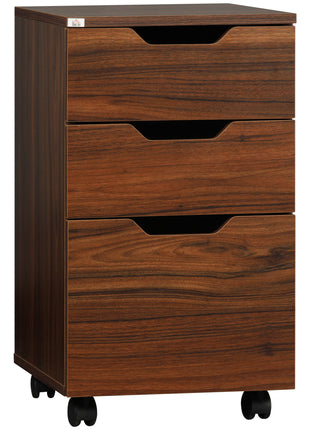 3 Drawer Mobile File Cabinet, Rolling Printer Stand, Vertical Filing Cabinet, Brown Wood Grain