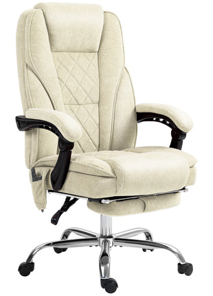 Massage Office Chair, Heated Reclining Computer Chair with Adjustable Height and Footrest, Beige