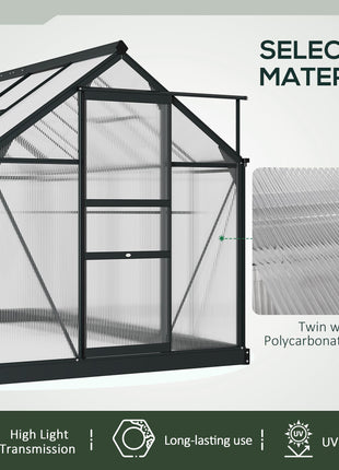 6.2' x 10.3' x 6.6' Outdoor Greenhouse with Walk-in Vent Door for Backyard Garden Gray