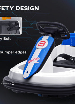 Bumper Car for Kids, 360° Rotation 6V Electric Ride On Bumper, White