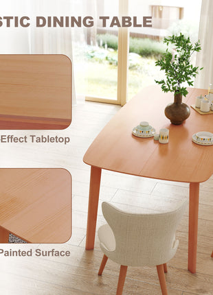 Pine Wood Dining Table for 6, 47" Rustic Rectangular Kitchen Table with Large Tabletop for Dining Room, Natural
