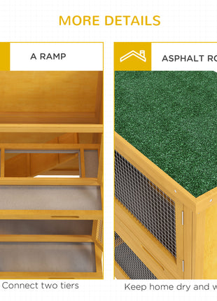 Wooden Bunny Hutch with Ramp, Indoor/Outdoor, Yellow