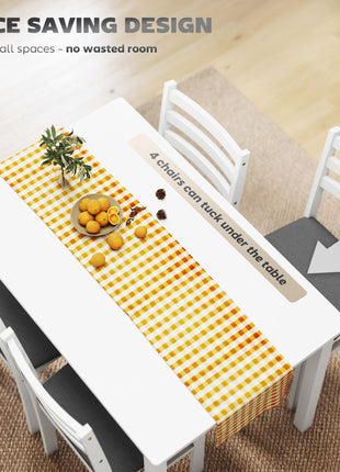 5-Piece Small Kitchen Table Set for 4, Farmhouse Dining Table Set with Upholstered Chairs and Rubber Wood Legs, White