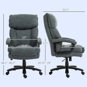 Big and Tall Executive Office Chair, Up to 450 lbs. Heavy Duty Desk Chair, Computer Chair for Heavy People, Gray