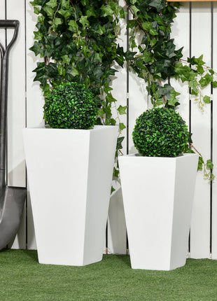 2-Pack Outdoor Planter Set, Flower Pots with Drainage Holes, Durable & Stackable Plant Pot, 22in & 18in, for Porch, Entryway, Patio, Yard, Garden, White