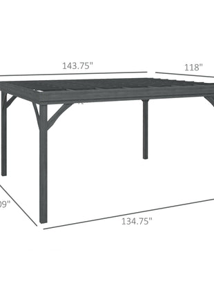10' x 12' Outdoor Wooden Pergola, Grape Vine Gazebo with Concrete Anchors for Garden, Patio, Backyard, Deck, Gray