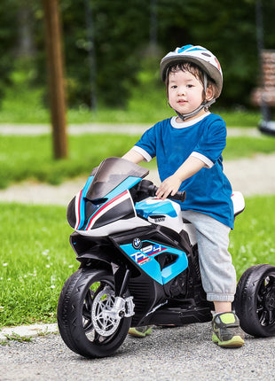 Licensed 6V Kids Ride on Motorcycle, Off-Road Battery Powered Three Wheels Dirtbike with USB, AUX, Music and Headlight for Toddler, Blue