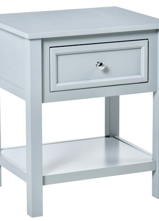 Sofa Side Table, Accent End Table with Storage Drawer and Bottom Shelf for Living Room,Gray