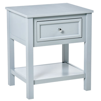 Sofa Side Table, Accent End Table with Storage Drawer and Bottom Shelf for Living Room,Gray