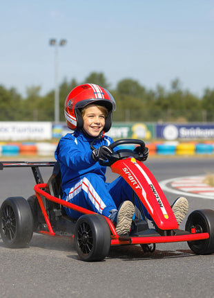 24V 7AH Kids Electric Go Kart, 8.1 MPH Battery Powered Drift Kart with Dual Motors, Soft Start for 8-12 Years, Red