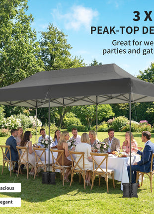 10 x 20 ft Pop Up Canopy Tent, Heavy Duty UPF50+ Outdoor Portable Instant Canopy Shelter with Wheeled Bag, Dark Gray