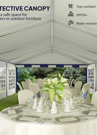 16.5' x 33' Large Party Tent, Heavy Duty Outdoor Canopy Tent with Removable Sidewalls, 10 Windows, Blue