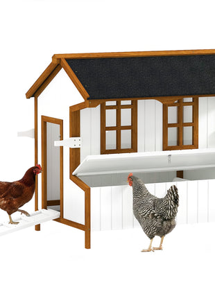 47" Chicken Coop, Wooden Chicken House Raised Rabbit Hutch with Waterproof Roof, Nesting Box and Handles for 3-5 Hens, Poultry Cage Portable Hen Pen for Backyard