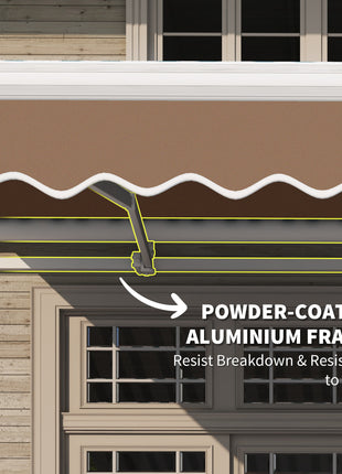 13' x 8' Retractable Awning, Patio Awnings, Sunshade Shelter w/ Manual Crank Handle, UV & Water-Resistant Fabric and Aluminum Frame for Deck, Balcony, Yard, Coffee Brown