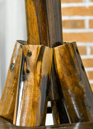 Windmill Weather Vane, Wind Vane with Bottom Shelf, Steel Windmill Head, Stained Wood