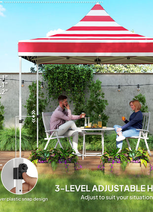 10' x 10' Heavy Duty Pop Up Canopy Tent with Sidewall, UPF50+ Instant Sun Shelter with Storage Pockets, American Flag