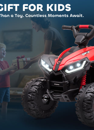 12V Kids ATV Quad Car with Forward & Backward Function, Four Wheeler for Kids with Wear-Resistant Wheels, Music, Electric Ride-on ATV for Toddlers Ages 3+ Years Old, Red