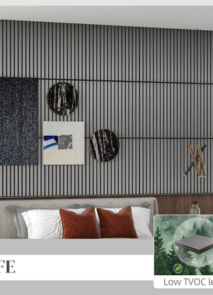 24"x24" Wood Panels for Wall, 4 Pack Acoustic Panels, Sound Absorbing Slat Wall For Interior Wall Decor, Home, Gray