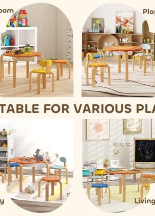 5 Piece Kids Table and Chairs Set, Toddler Table and Chair Set with Built-in Storage, for Nursery, Living Room, Playroom