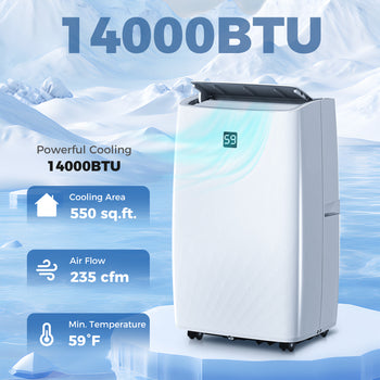 12000 BTU Portable Air Conditioner, AC Unit with Cool, Dehumidifier, Fan, 550 Sq. ft, 24H Timer On Off, Window Kit