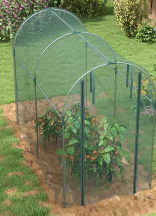 Galvanized Steel Crop Cage, Plant Protection Tent with Zippered Door, 4' x 8', Green
