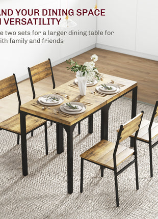 3 Piece Dining Room Set for 2, Dining Table Set for Breakfast Nook, Small Space, Apartment, Space Saving, Rustic Brown