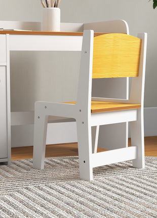 Kids Desk and Chair Set with Storage, Study Desk with Chair, White
