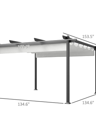 13' x 13' Aluminum Retractable Pergola Canopy, Outdoor Pergola for Garden, Patio, Backyard, Deck, White