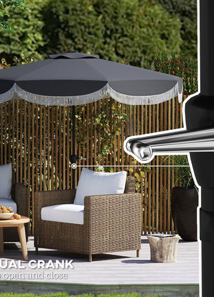 9FT Patio Umbrella, UPF 30+ Outdoor Market Umbrella with Crank, 8 Ribs, Push Button Tilt, Vented for Patio Deck Backyard Lawn, Charcoal Gray