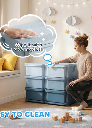 3 Tier Kids Storage Unit, Toy Organizers and Storage with 6 Drawer Chest for Kids Bedroom Nursery Kindergarten Living Room for Boys Girls Toddlers, Blue