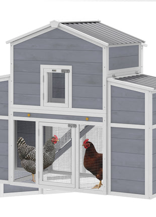 66.5" Large Chicken Coop, Wooden Chicken House with 2 Nesting Boxes, Sliding Tray & Ramp, for Backyard Farm