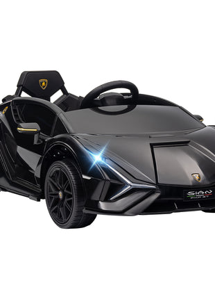 12V Lamborghini SIAN Licensed Electric Car for kids with Remote Control, Horn, Music, & Headlights, Black