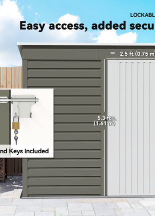 6' x 4' Outdoor Garden Shed, Metal Storage Shed with Lockable Door and Gloves for Backyard Garden Patio, Light Gray