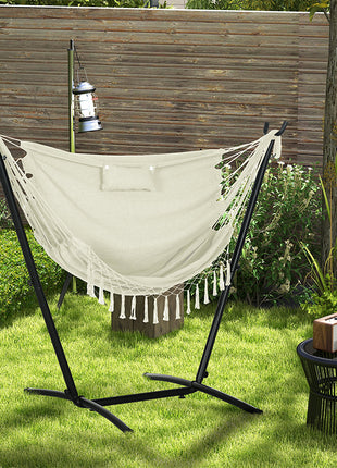 U Shape Stand Hammock Chair, Headrest Include Hammock Swing, Cream White