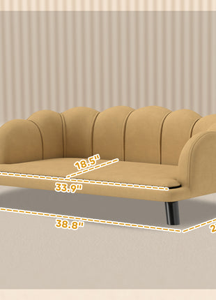 Pearl Design Pet Sofa for Medium and Large Sized Dogs, Pet Bed with Cushion and Solid Wood Legs, Coffee