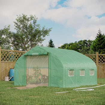 11.5' x 10' x 6.5' Walk-in Tunnel Greenhouse, Green House with Zippered Mesh Door, 7 Mesh Windows & Roll-up Sidewalls, Upgraded Gardening Plant Hot House with Galvanized Steel Hoops, Green