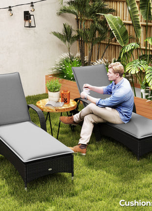 Foldable Chaise Lounge Cushion Set of 2, Outdoor Lounge Chair Cushion Set, UPF50+ 200gsm Fabric, 76" x 23", Gray