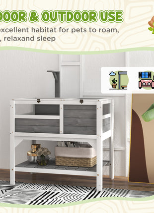 Tortoise Habitat with Shelf Storage Tortoise Gift Accessory with Weather Protection for Indoor, Light Gray