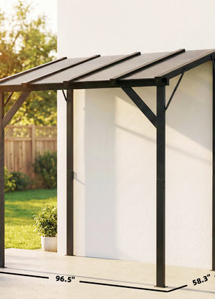 Hardtop Grill Gazebo, Lean-to BBQ Shelter with Polycarbonate Roof for Outdoor, Patio, Lawn