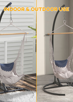 Hanging Hammock Chair Stand with Round Base, 40.2" x 76.8", Black