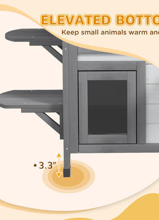 Wooden 2-Story Outdoor Cat House, Feral Cat Shelter Kitten Condo with Openable Asphalt Roof and 4 Platforms, White