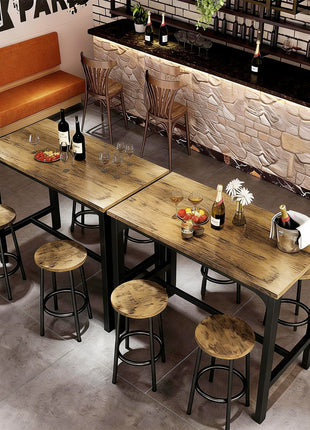 5-Piece Counter Height Bar Table and Chairs Set, Bar Table with Stools, Kitchen Table 4 Chairs, Rustic Brown