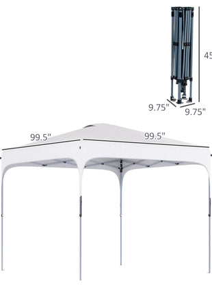 8' x 8' Pop Up Canopy Tent with Wheeled Carry Bag and 4 Sand Bags, Instant Sun Shelter, Tents for Parties, Height Adjustable, for Outdoor, Garden, Patio, White