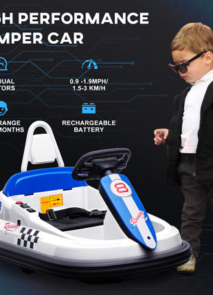Bumper Car for Kids, 360° Rotation 6V Electric Ride On Bumper, White